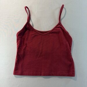 Brandy Melville Burgundy Red Cropped Cami Tank Top Stretch One Size